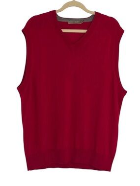 Raffi Sweater Vest Size XL Men’s Extra Fine Merino Wool V-Neck Red